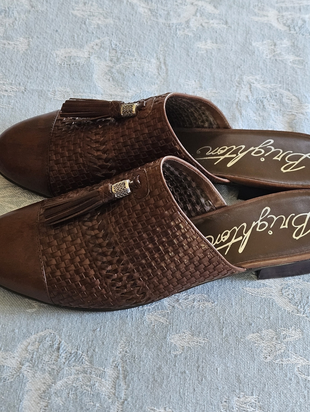 Brighton Brown woven Leather Slip-On mule with block heel Size 10M NWOT - Picture 3 of 8